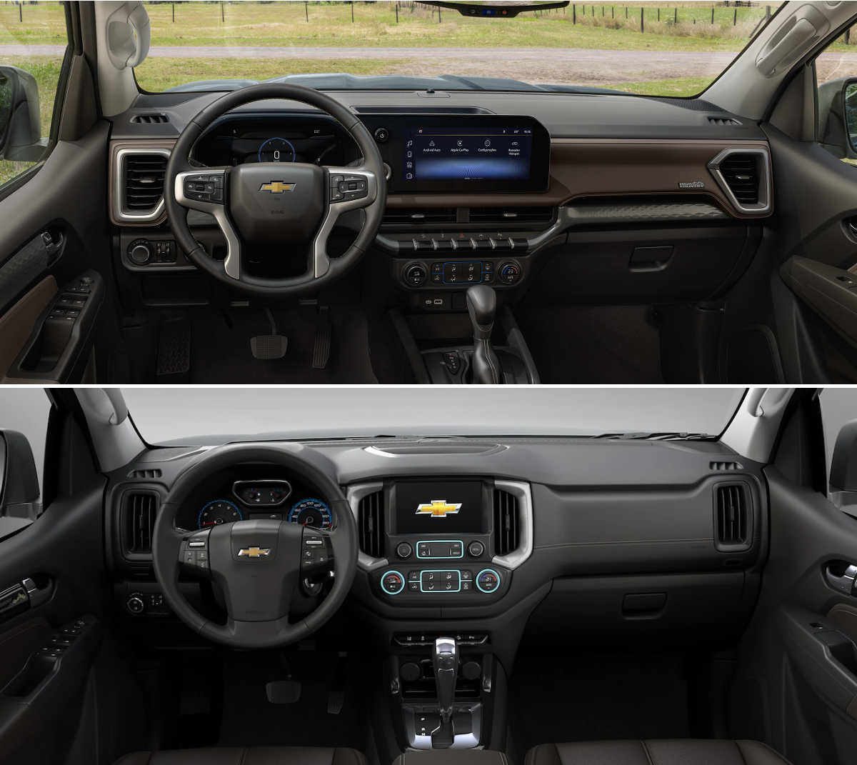 Comparación interior Chevrolet S10 2025 y 2021